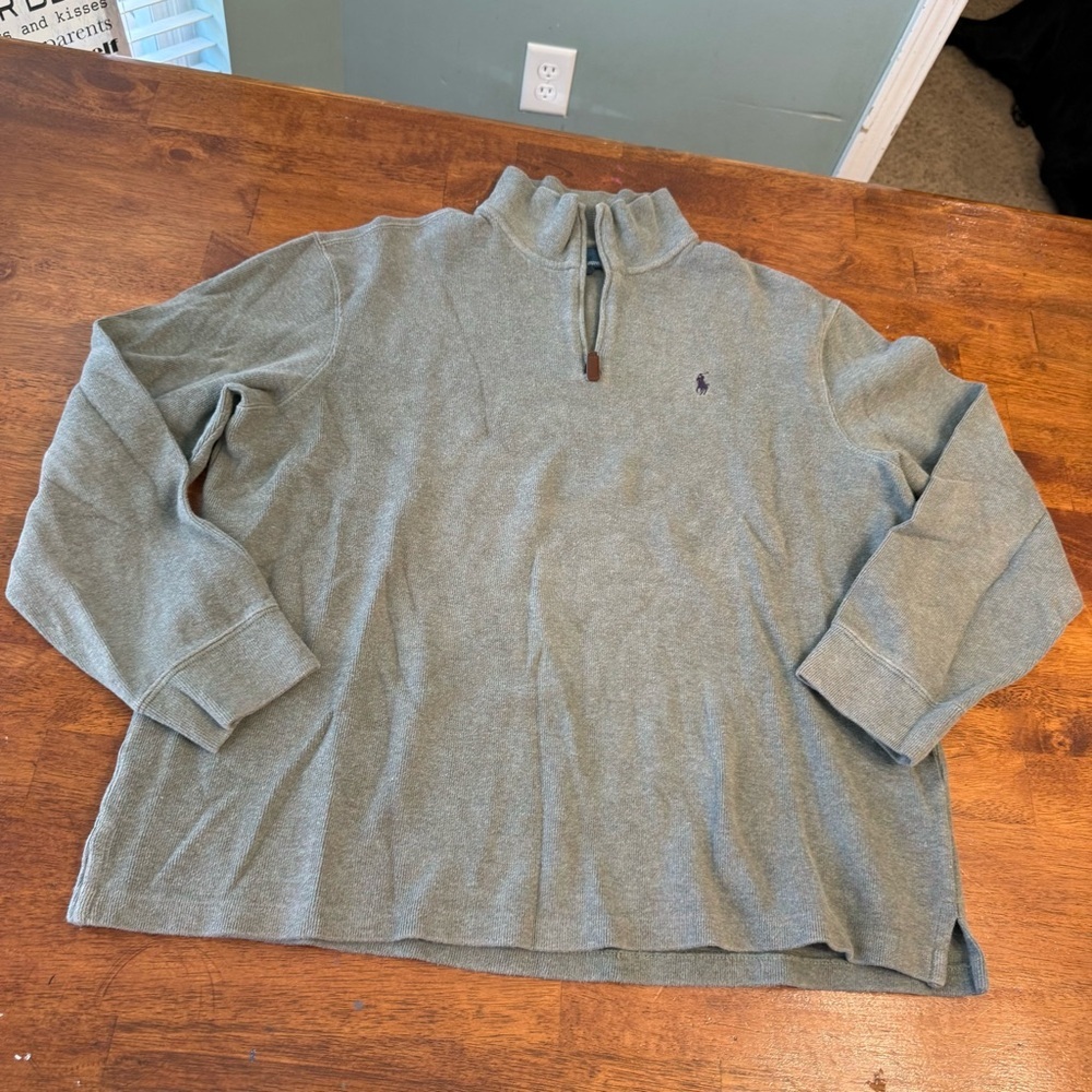 Polo Ralph Lauren Quarter-zip sweater gray size XL 100% cotton estate rib